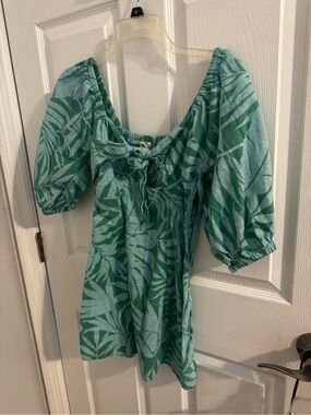 Billabong Green Leaf-Print Mini Dress